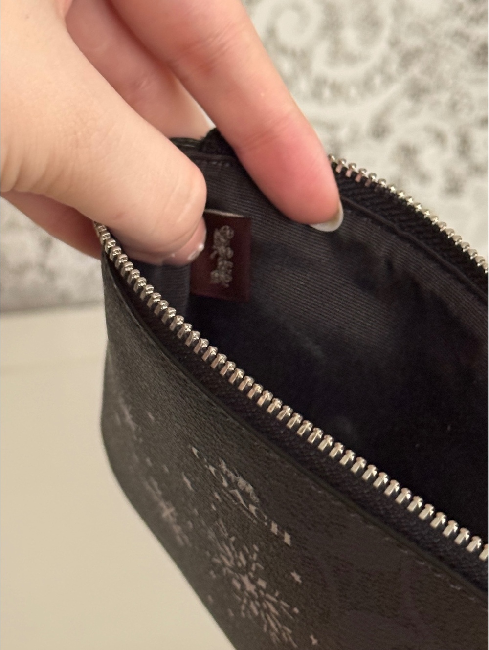 Coach Snowflake Star Signature Wristlet navy blue Silver Holiday Zip Pouch - Picture 8 of 8